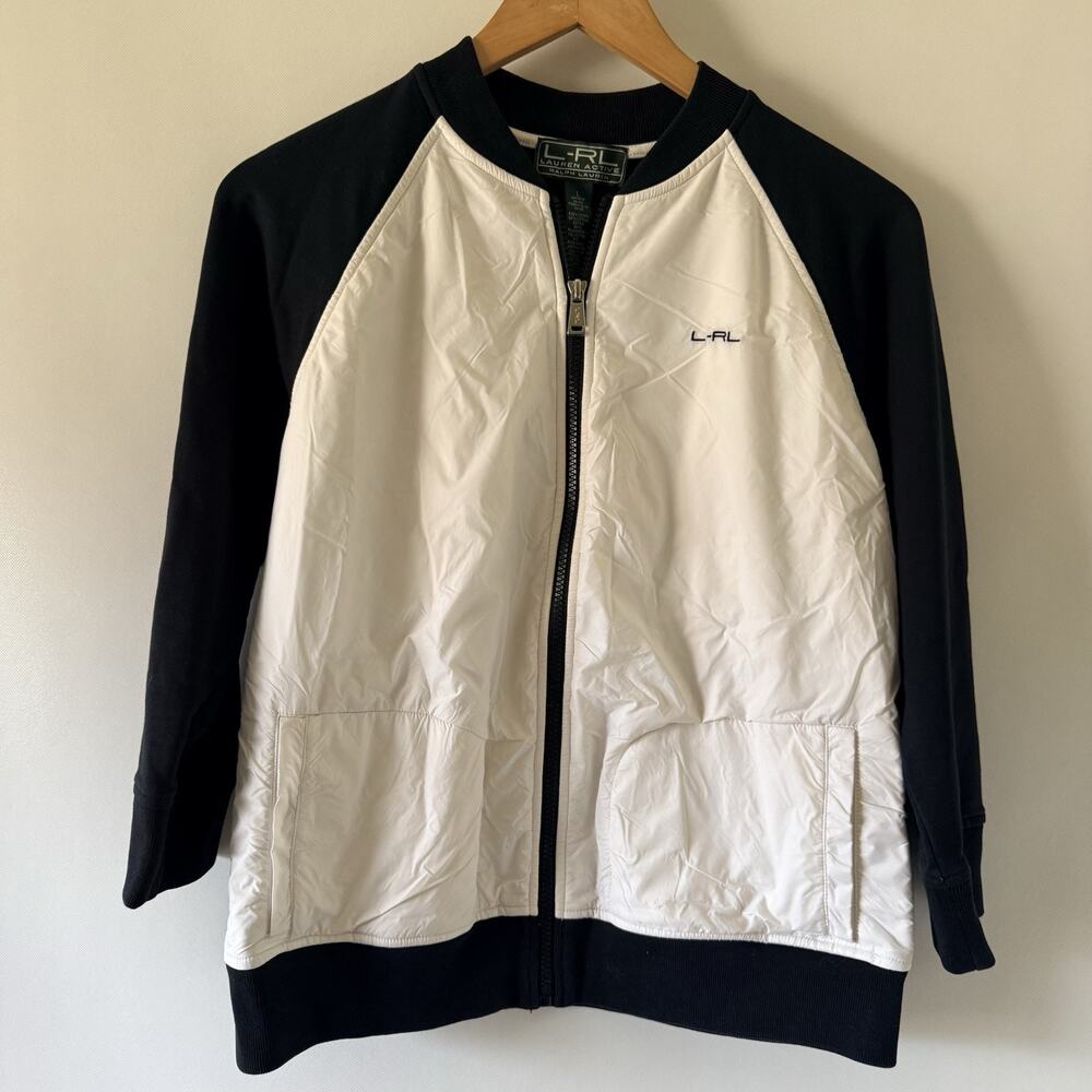 L-RL Lauren Active Ralph Lauren Jacket Womens L Colorblock Track Bomber Sporty
